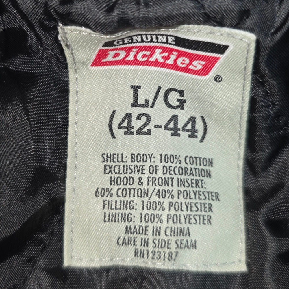Genuine Dickies Mens Hooded Shirt Jacket Brown Duck Quilted Lined Large 42-44 - Picture 8 of 10